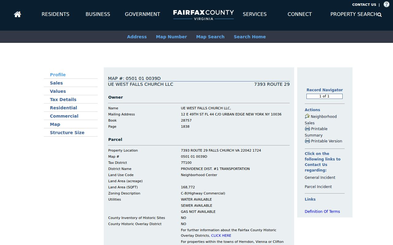 West Falls Church residents directory iCare mailing and situs record example